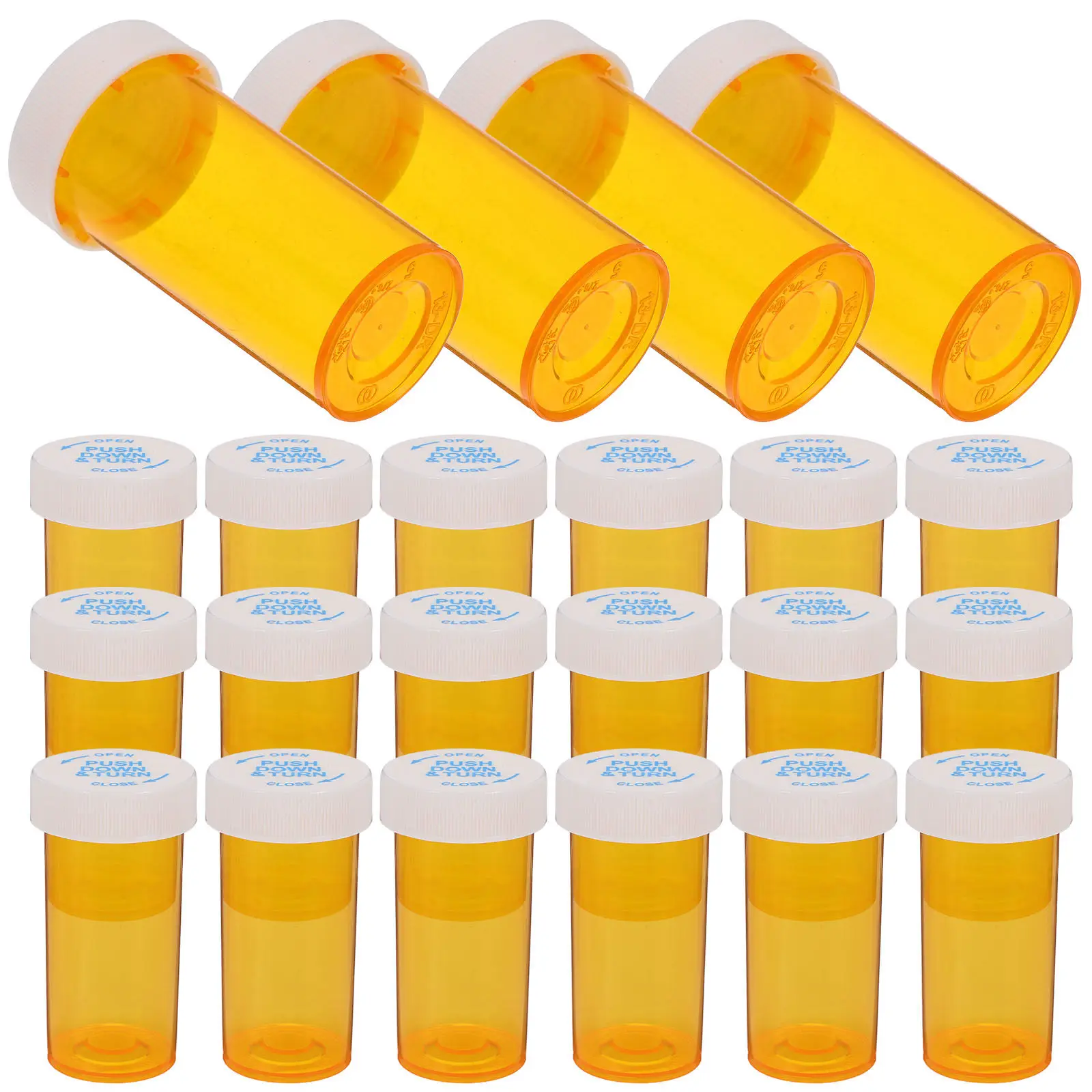 25Pcs Health Supplement Packaging Bottles Sturdy PP Material Travel Medicine Organizer Portable Protective Bottle Childproof Cap