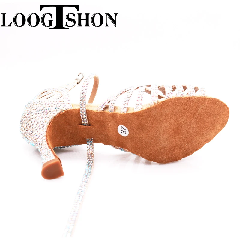 Loogtshon Dance Shoes for Women Ballroom Latin shoes Ladies Modern Tango Dancing Performance Shoes Salsa Sandals 7.5CM Heel