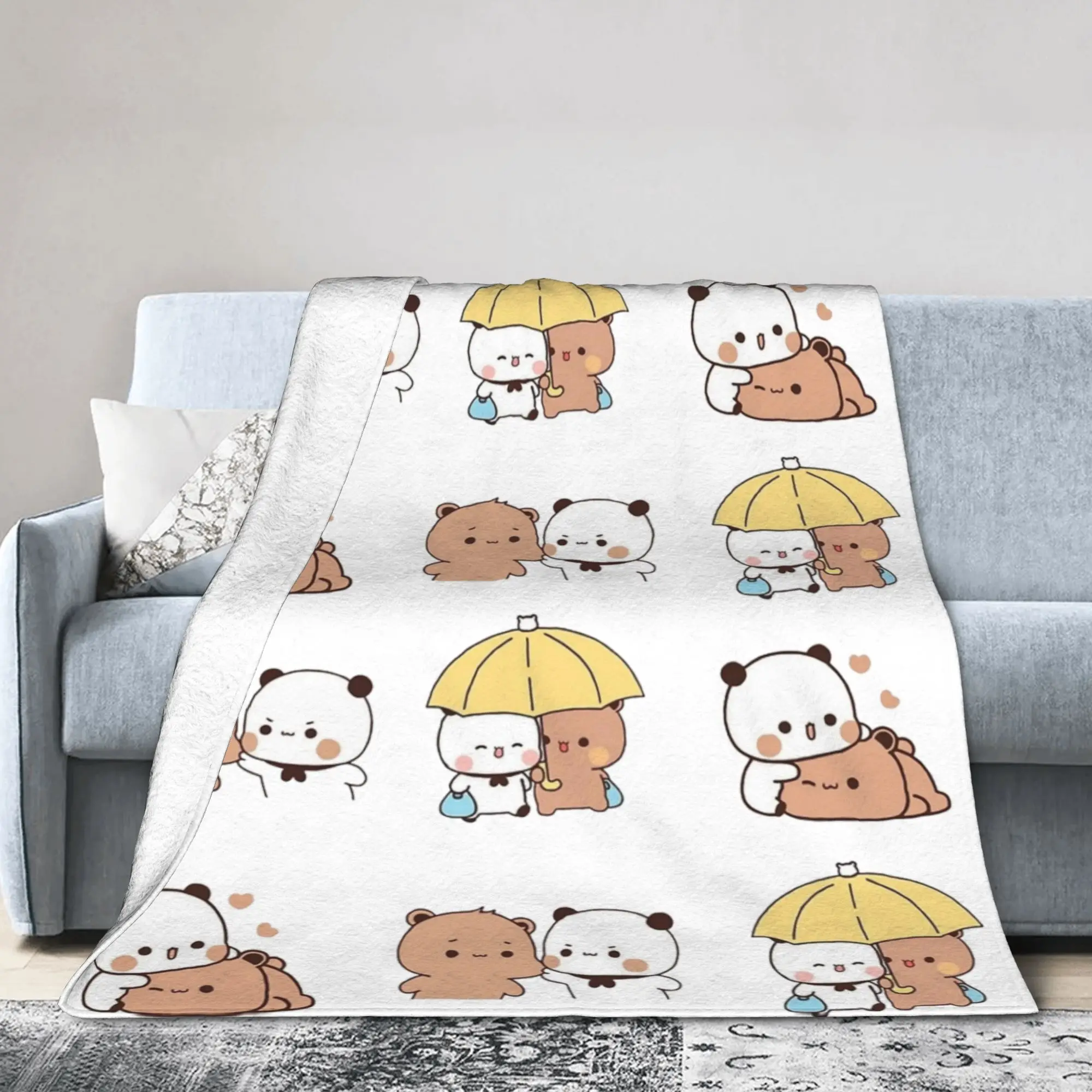 Bubu Dudu Cartoon Blanket Cover Panda Bear Fleece Throw Blanket Bedroom Sofa Decoration Soft Warm Bedsprea,