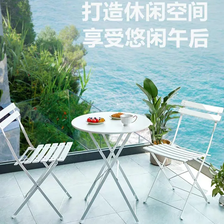 Nordic Outdoor Iron Folding Table and Chairs Set Patio Furniture for Home Wholesale