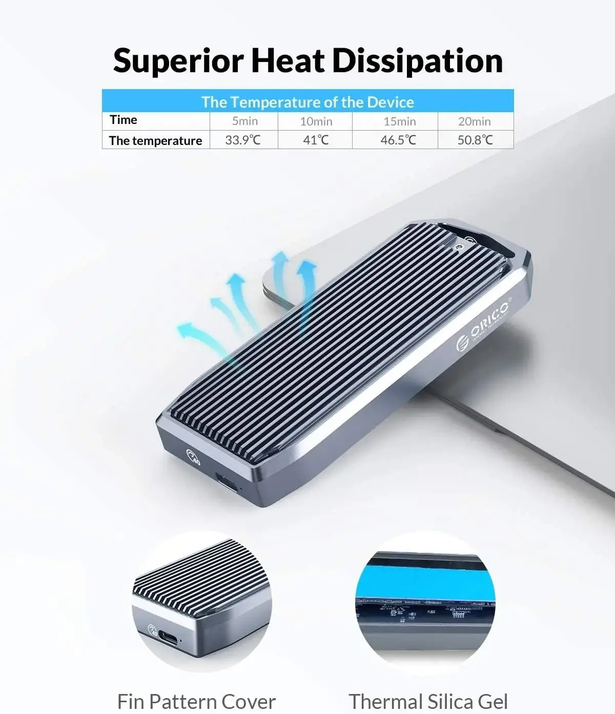 ORICO 40Gbps M.2 NVMe Enclosure Aluminum M.2 Enclosure for MacBook Compatible with Thunderbolt 3/4/USB4/3.2/3.1