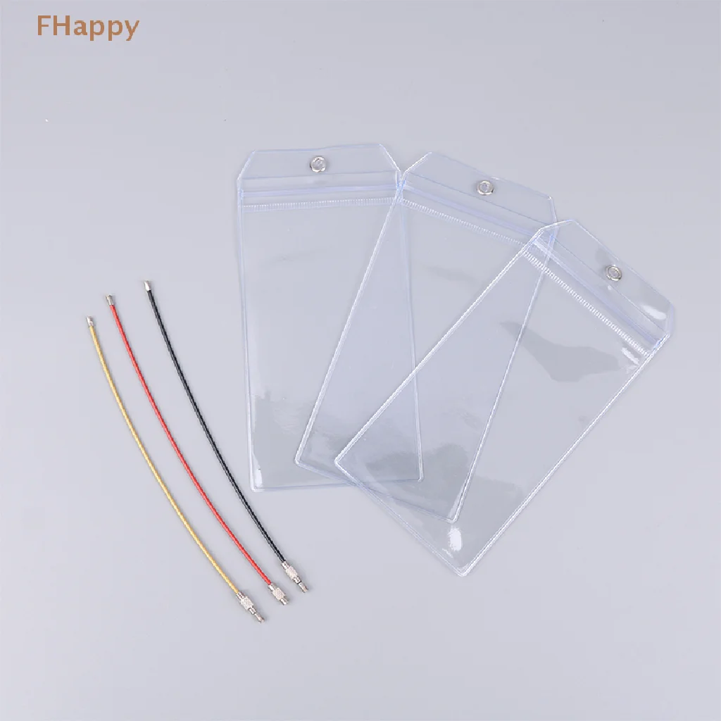 5Pcs Resealable Waterproof Clear Ship Ticket Card Sleeve Luggage Cruise Tag Holder Zip Seal Pouch Keyring Steel Wire Cable Loop