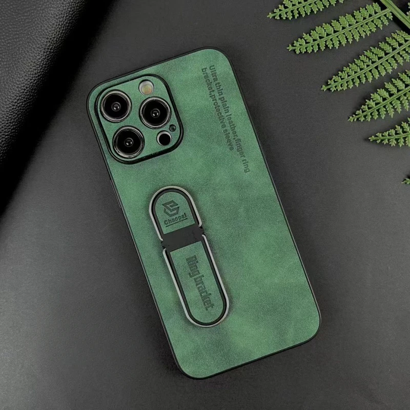 3D Skin Sensitive Fingertip Leather Ring Case cartoon cute for Apple 15pro 14 13 12 11 2024 phone case New mobile phone image 2