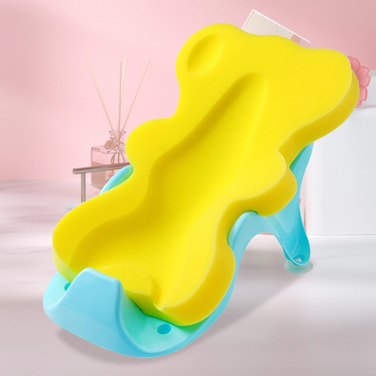 1 قطعة حمام الطفل الإسفنج حصيرة لينة عدم الانزلاق الكرتون وسادة الوليد الرضع دش وسادة الأصفر مريحة دعم رئيس الرقبة الظهر