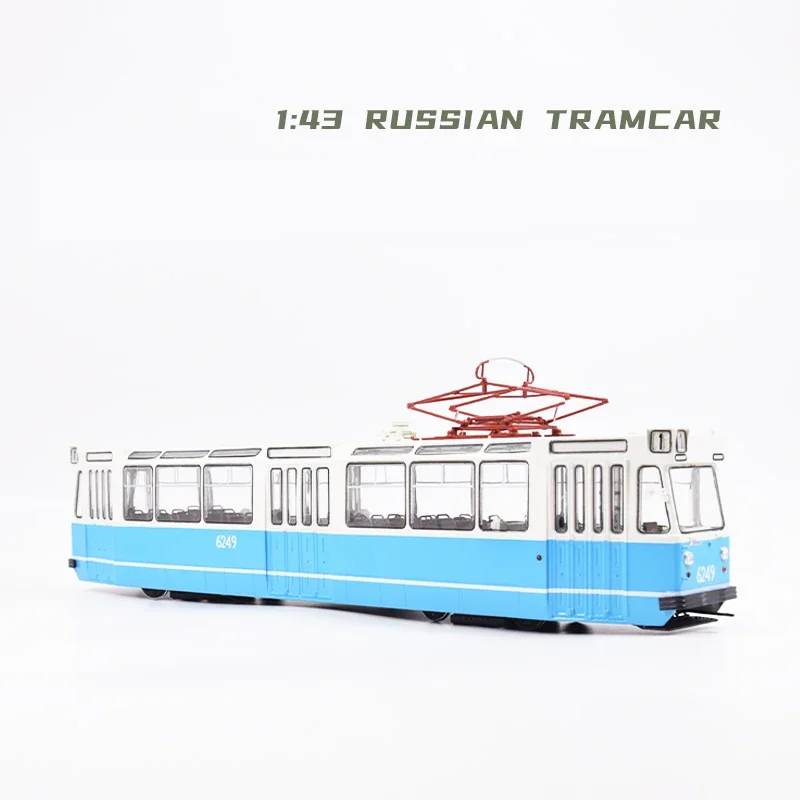 

Diecast 1/43 Scale Soviet Leningrad LM-68 Tram Simulates Urban Public Transport Blue and White Livery SSM4063 Car Model Toy Gift