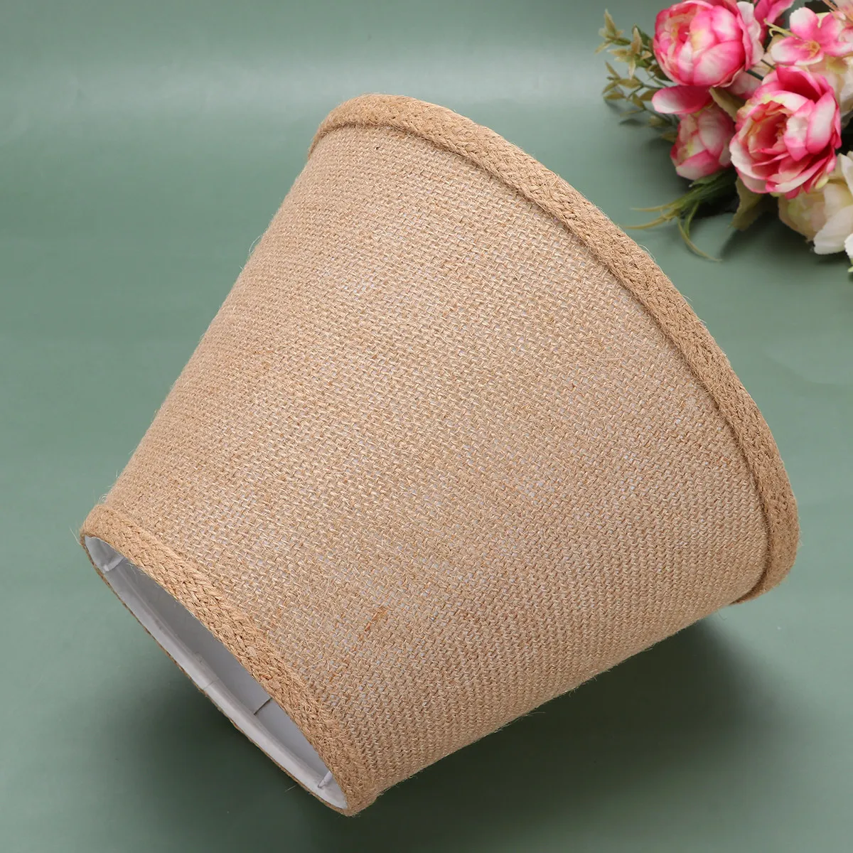 

Fabric Lamp Shade E27 Burlap Cloth Table Light Cover for Bedroom Living Room Khaki Replacement Lampshade Decor
