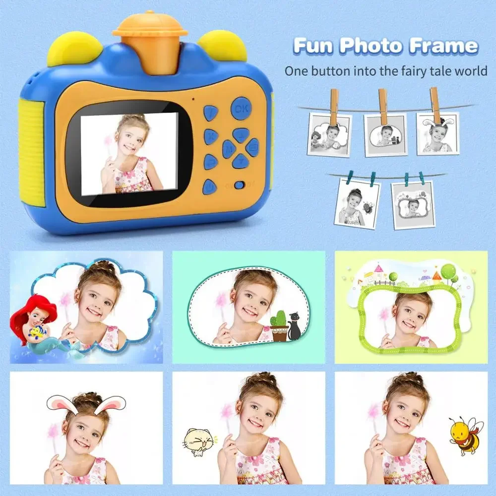 Kids Camera Instant Print Camera for Children 1080P HD Video Photo Camera Toys with 32GB Card