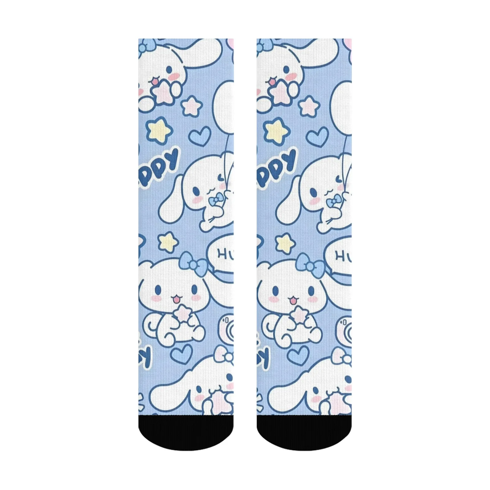 

Cute style big ear dog print novelty fun mid-tube socks for men and women soft and comfortable breathable casual party gift
