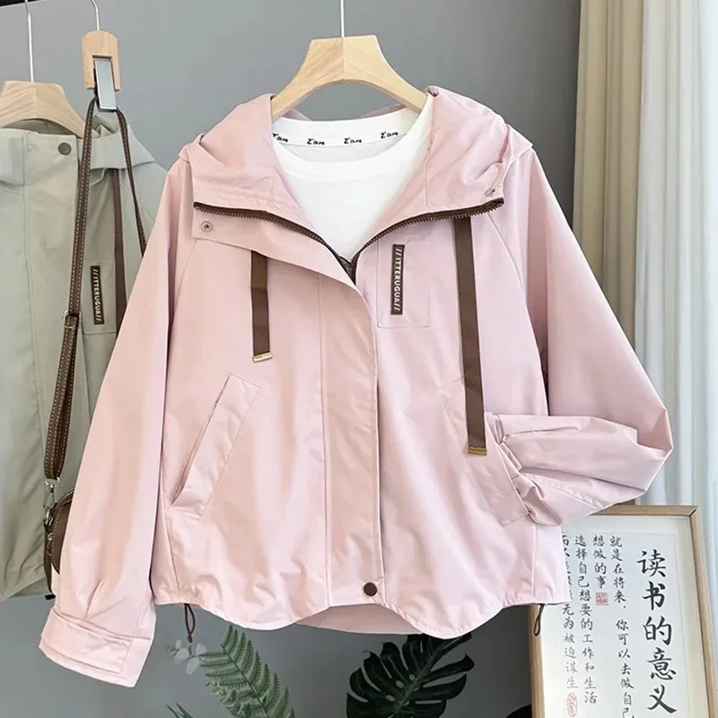 سترة LIBIELIY للسيدات لخريف 2025 موضة كورية جديدة بأكمام طويلة مع قلنسوة سترة واقية قصيرة غير رسمية معطف نسائي ملابس خارجية للسيدات