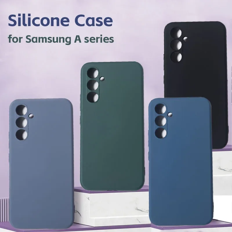 

S24 S23 S22 Ultra Plus FE Case Liquid Silicone Phone Case For Samsung Galaxy A55 A35 A24 A32 A53 A52 A52S A15 A05 A25 Soft Cover