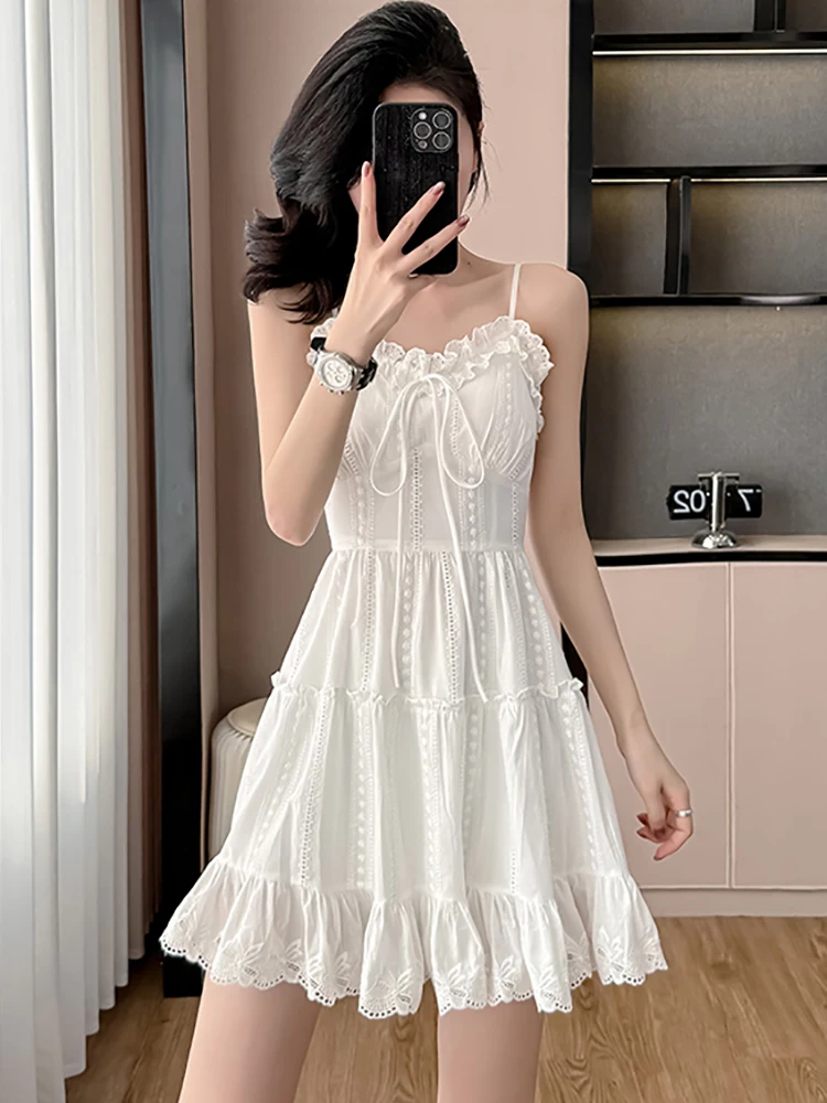 Summer White Chic Bow Ruffled Sling Sexy Mini Dress Women Elegant Lace Jacquard Dress 2026 Korean Fashion Bodycon Evening Dress - AliExpress 200000345 Summer White Chic Bow Ruffled Sling Sexy Mini Dress Women Elegant Lace Jacquard Dress 2026 Korean Fashion Bodycon Evening Dress - AliExpress 200000345