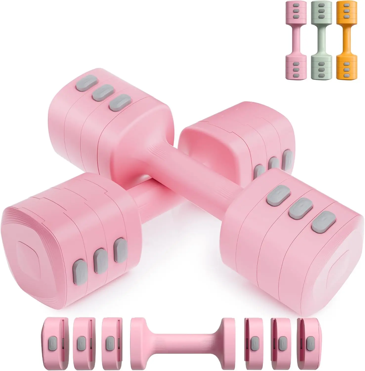

Adjustable Dumbbell Set for Women - 4 Levels (2.2-12.1lbs) Home Gym Fitness
