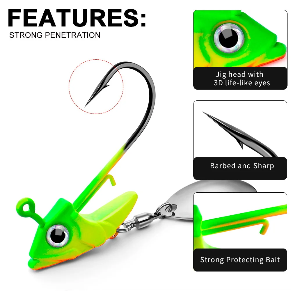 1pc Jig Head 7.5g 10.5g 15g Fishing Lures Sinking Rotating Sequin Metal Spoons Fishing Hooks Jigging Jigs Fishhook Baits Tackle