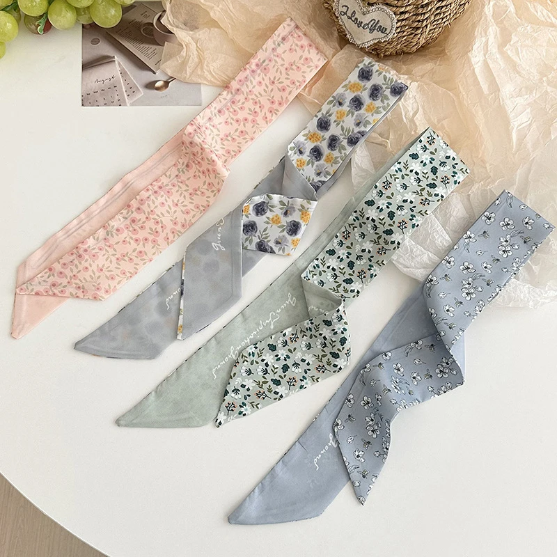 

Модный кавайный светло-голубой цвет серии шелковый шарф повязка для волос лента с завязками для волос длинный бант винтажная атласная лента аксессуары для волос