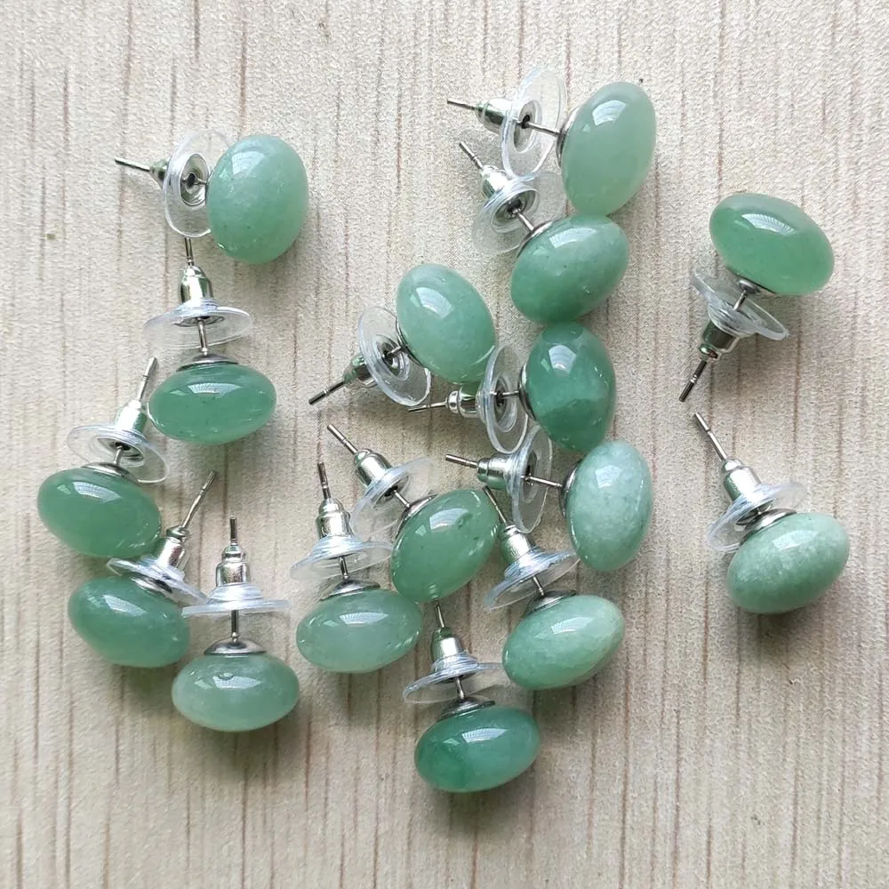 Natural green aventurine round ball beads stud earrings ear jewelry for women girl wholesale 6pair/lot free shipping