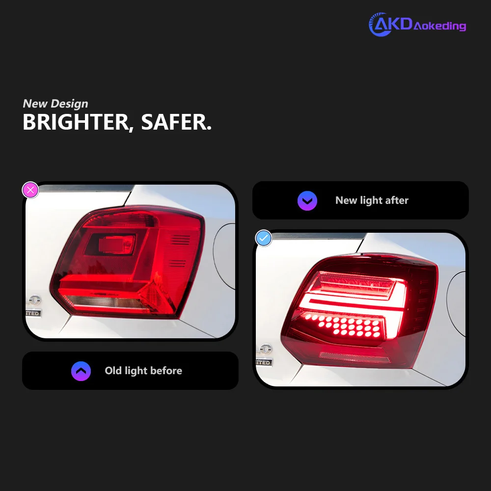 Auto Tail light Parts For POLO 2009-2018 Q2 Style latest Styling Steering signal Brake reversing light Car Accesorios Modified