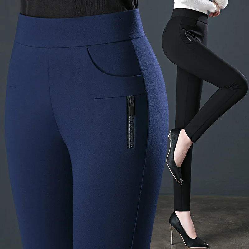 Mallas ajustadas de cintura alta para mujer, pantalones informales ajustados de alta elasticidad, S-6XL, Otoño e Invierno