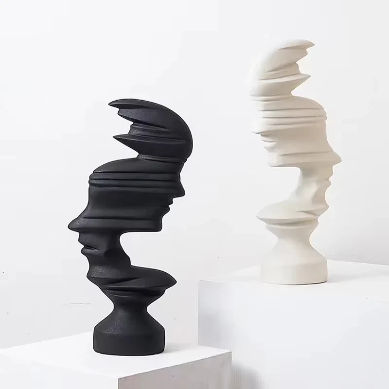 

25cm Modern Style Home Decor Abstract Human Face Sculpture Statue Ornament Indoor Room Living Office Decoration Handicraft Gift