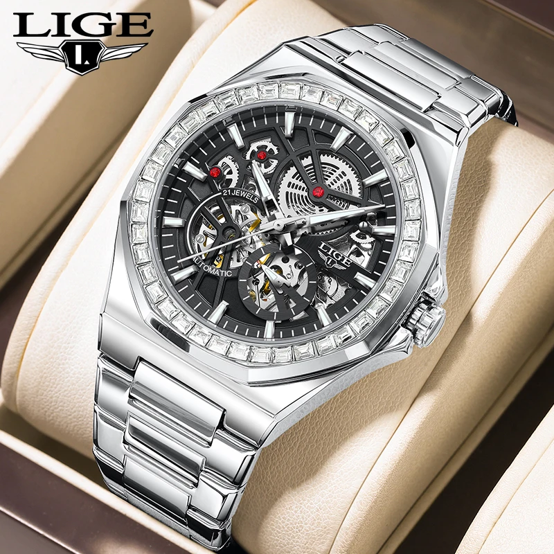 LIGE أفضل الساعات الأوتوماتيكية الفاخرة الرجال موضة ساعة رجالي الميكانيكية مقاوم للماء مضيئة توربيون ساعة اليد Reloj Hombre 2026 #2