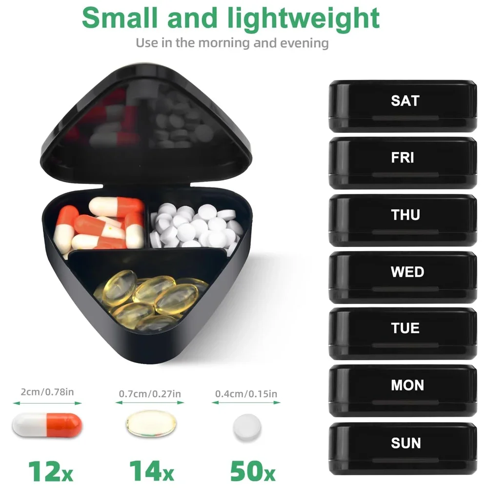 1PCS Weekly Pill Organizer 3 Times a Day,Compact Pill Box 7 Day with Roomy Pill Case and Sturdy Design for Fish Oils,Supplements