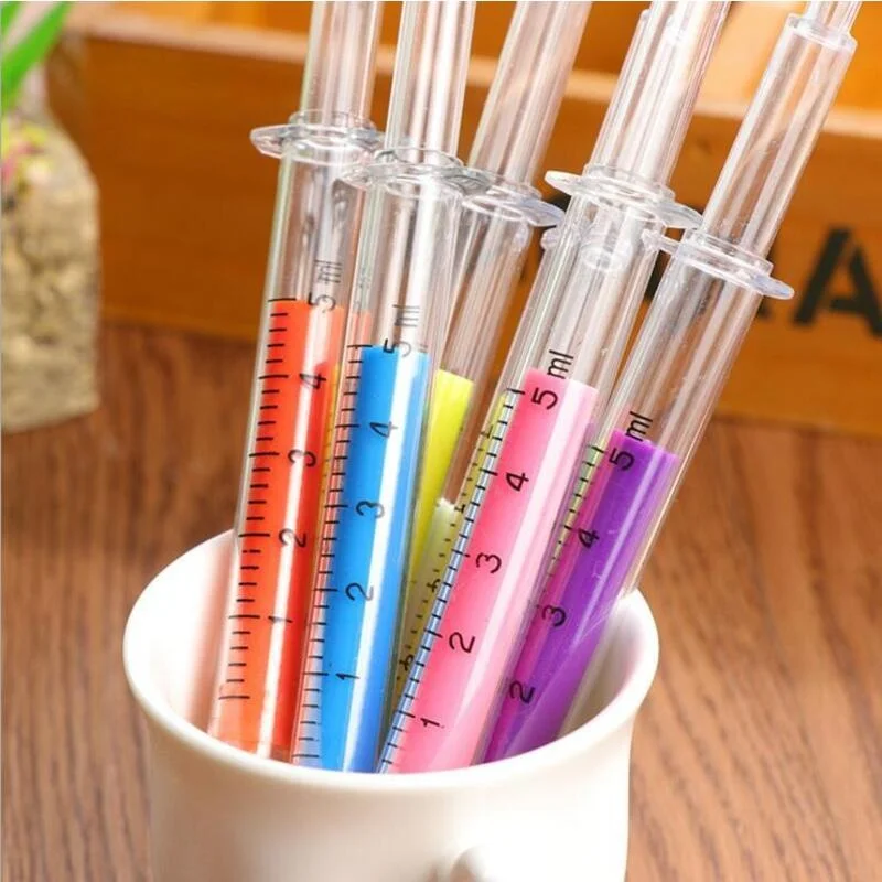 6 Piece Creative Cylinder Cute Colored Marker Graffiti Syringe Fluorescent Pen Stationery