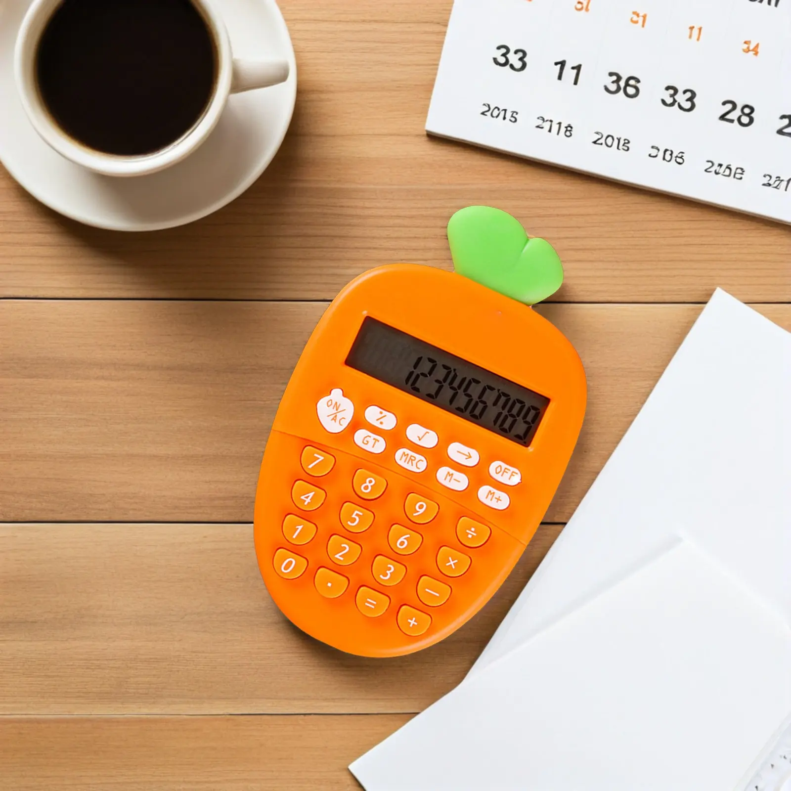 

Carrot Shape 12-Digit Electronic Calculator Portable Lightweight Clear Display Calculator for School Office Home