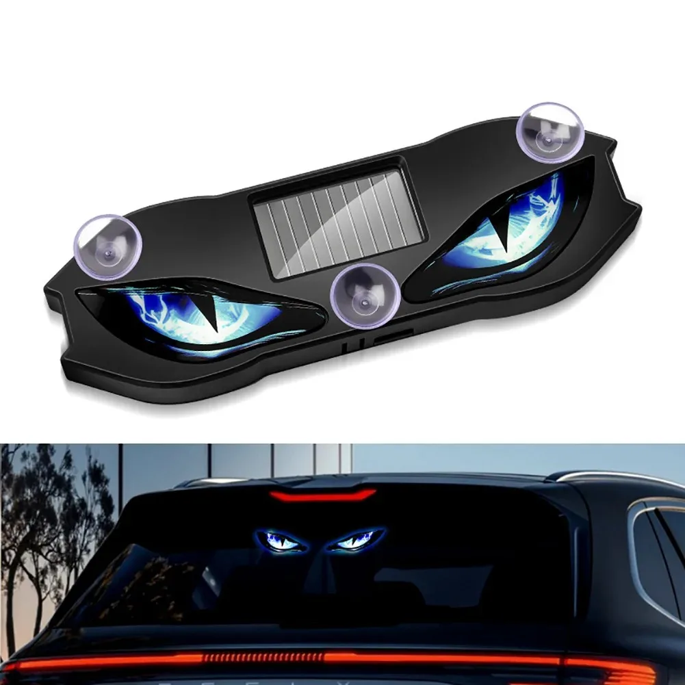 Cool DEMON EYE Ambient Light Solar Powered Breathing Neon Light Car Decoration Rear Windshield Atmosphere Lights Car Accessories