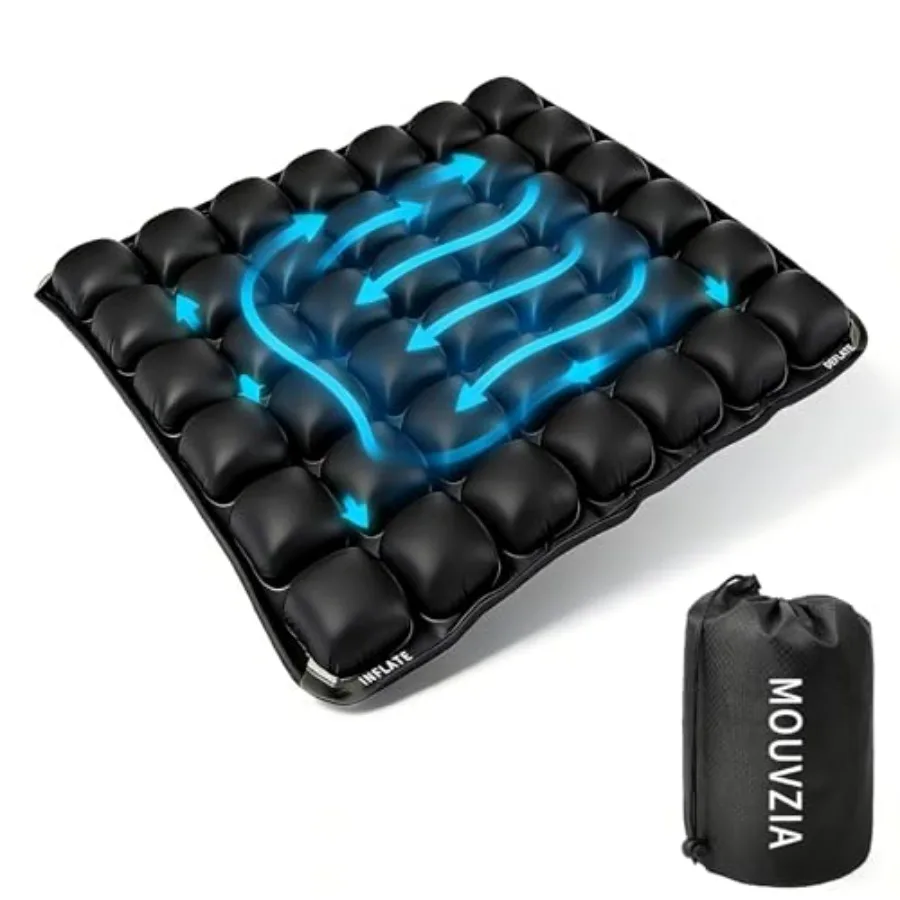 

Inflatable Seat Cushion for Airplane: Coccyx Pressure Relief Sitting Cushion with 42 Interconnected Air Cells - Ergonomic Comfo