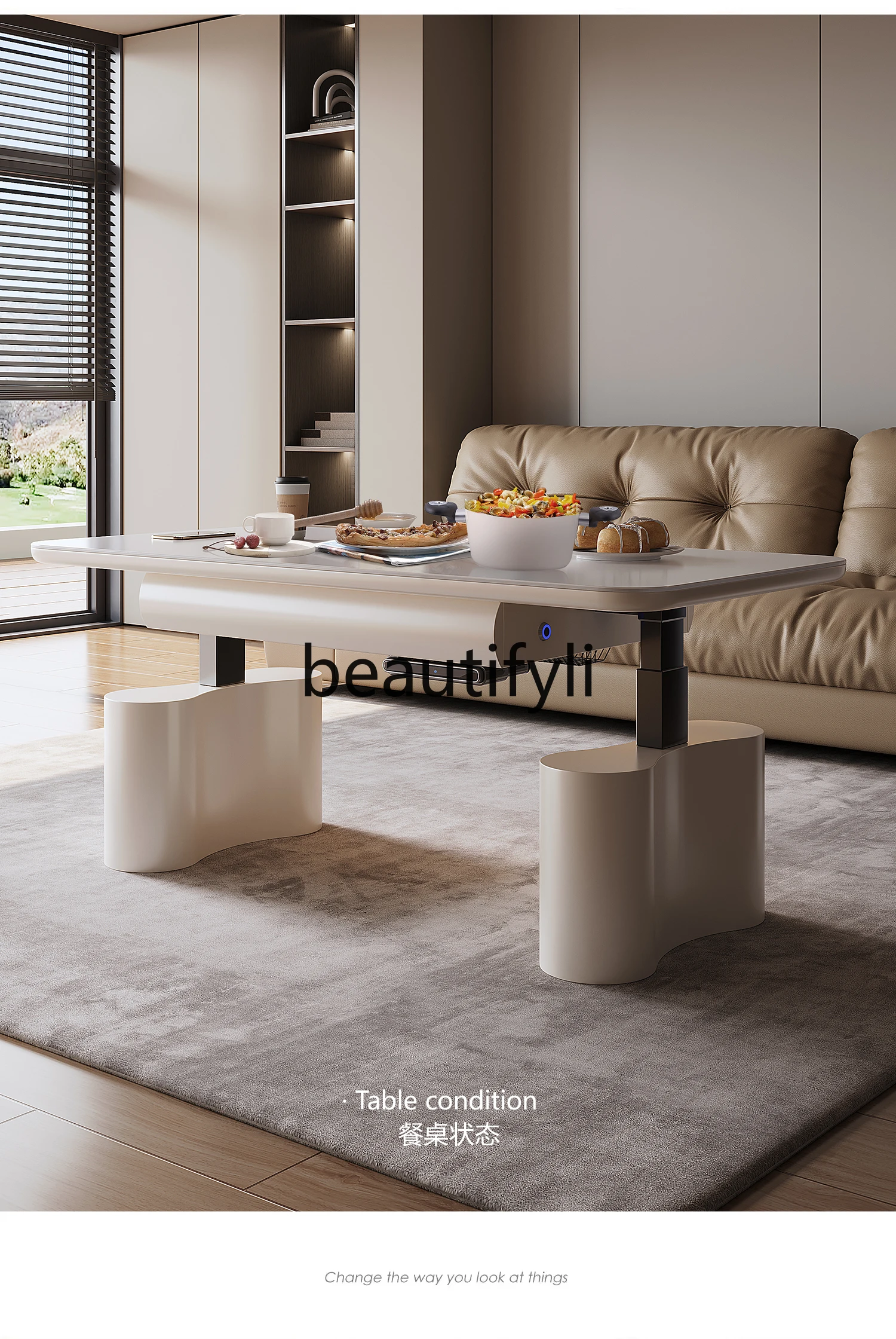 

Lifting coffee table dining table dual-purpose electric fire intelligent multi-function integrated new tea table