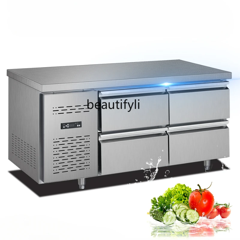 Drawer-Type Refrigerated Air-Cooled Workbench Kitchen Industrial Refrigerator Fresh-Keeping Freezer Platform Refrigerator