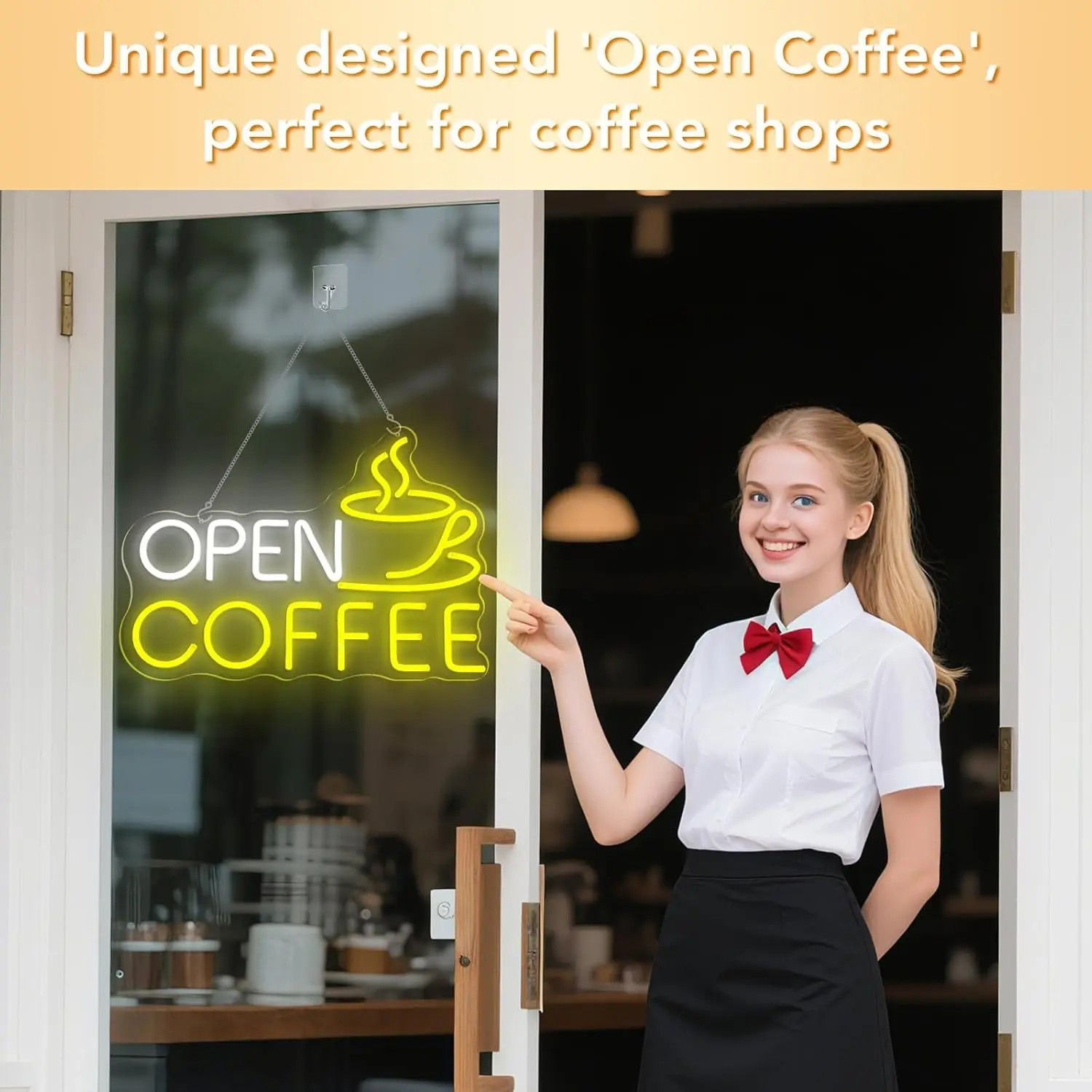 Open Coffee LED Neon Sign USB Dimmable LED Neon Light for Shop  Home Coffee Bar Decoration Business Store Wall Light Sign