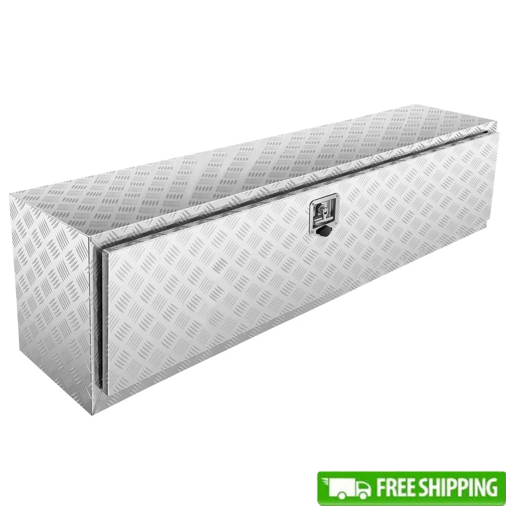 

Durable Aluminum Underbody Toolbox Lockable with Keys Weatherproof Trailer Storage T-Handle Hidden Hinge Trucks Trailers