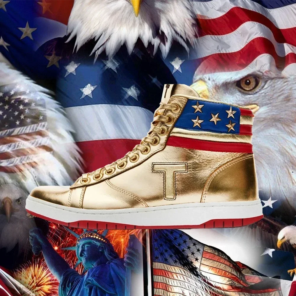 

Gold Silvery Trump Shoes 2024 MAGA Never Surrender Shoe Sneaker Basketball Mens WomensCasual Boots Road Shoe Big size 47 48