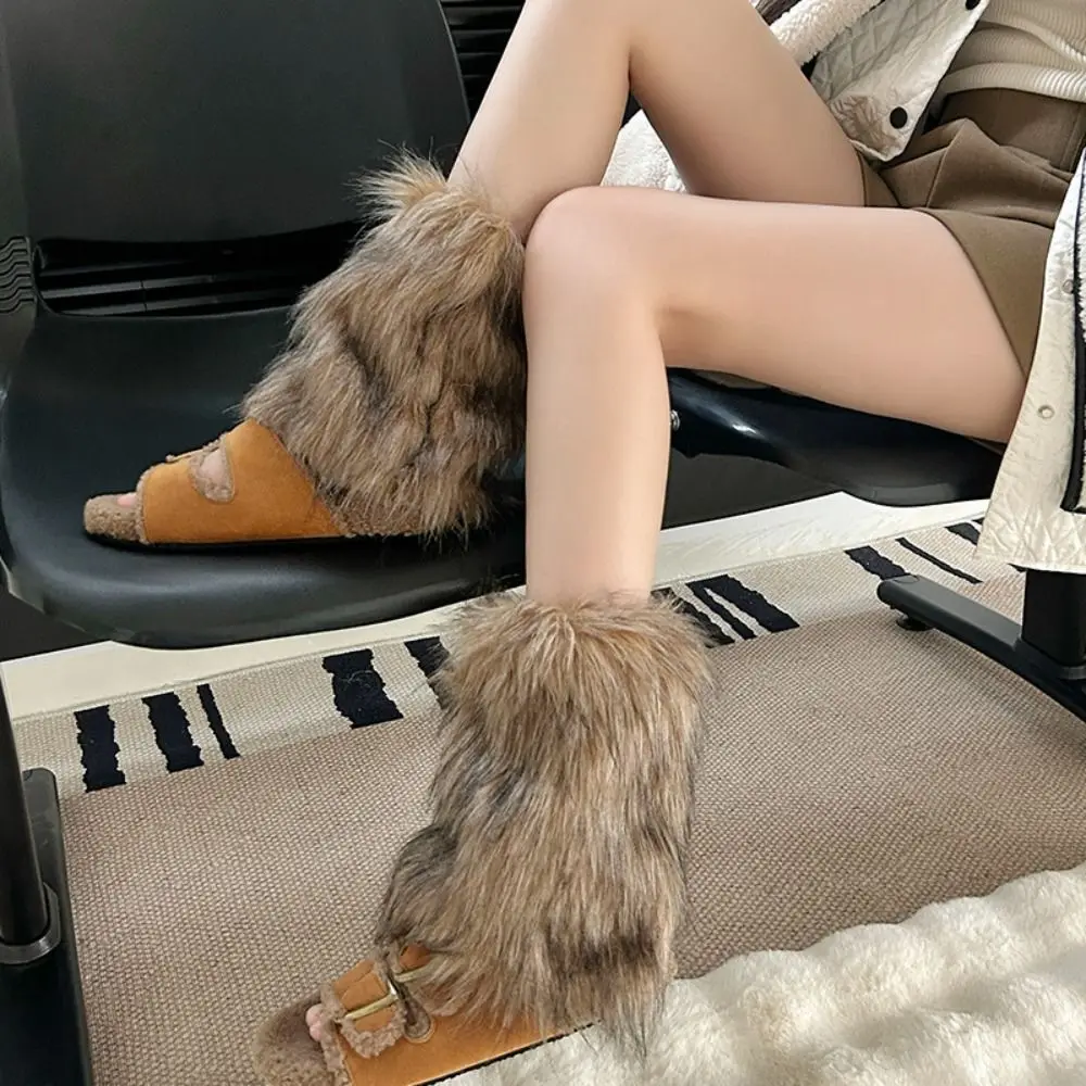 Fashion Y2k Imitation Fur Leg Warmers JK Spicy Girl Winter Leg Covers Footcover Retro Boot Cover Fall Winter