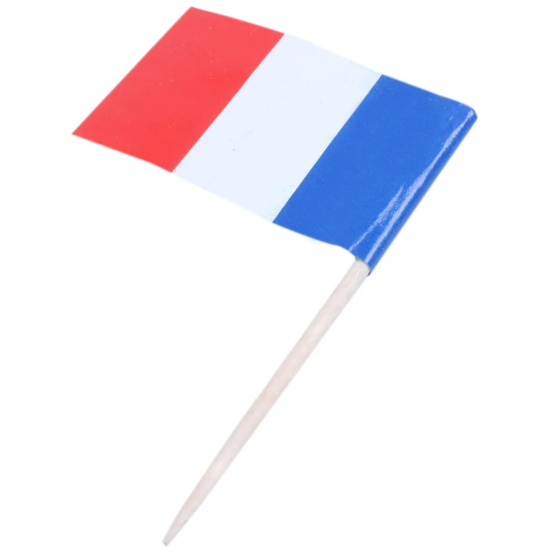 

Lot Of 500 Pcs Mini Wooden Toothpick With Flag For Decor Of Party Fruit Pastry - France (Blue, White, Red)-B09B