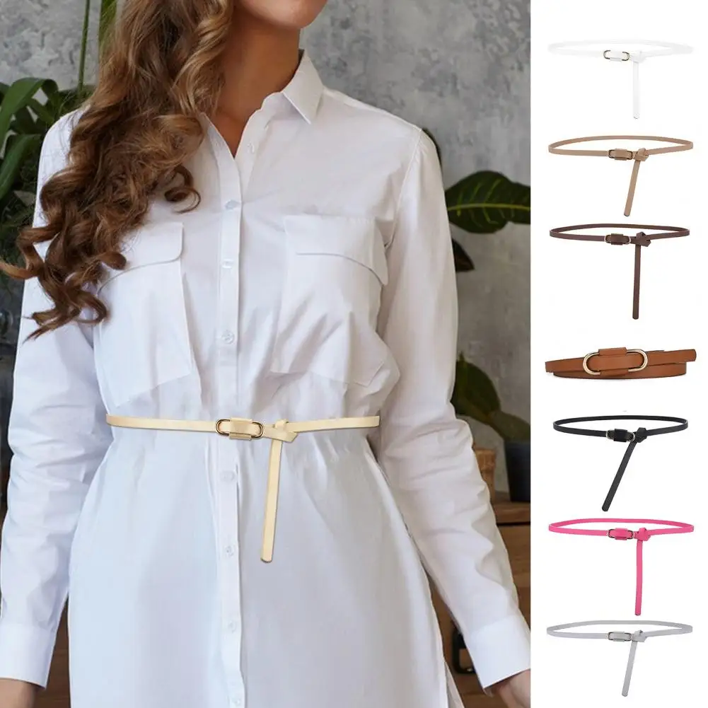 

Women's Skinny Leather Belt Solid Color Pin Buckle Simple Small Size Suit Business Casual Waist