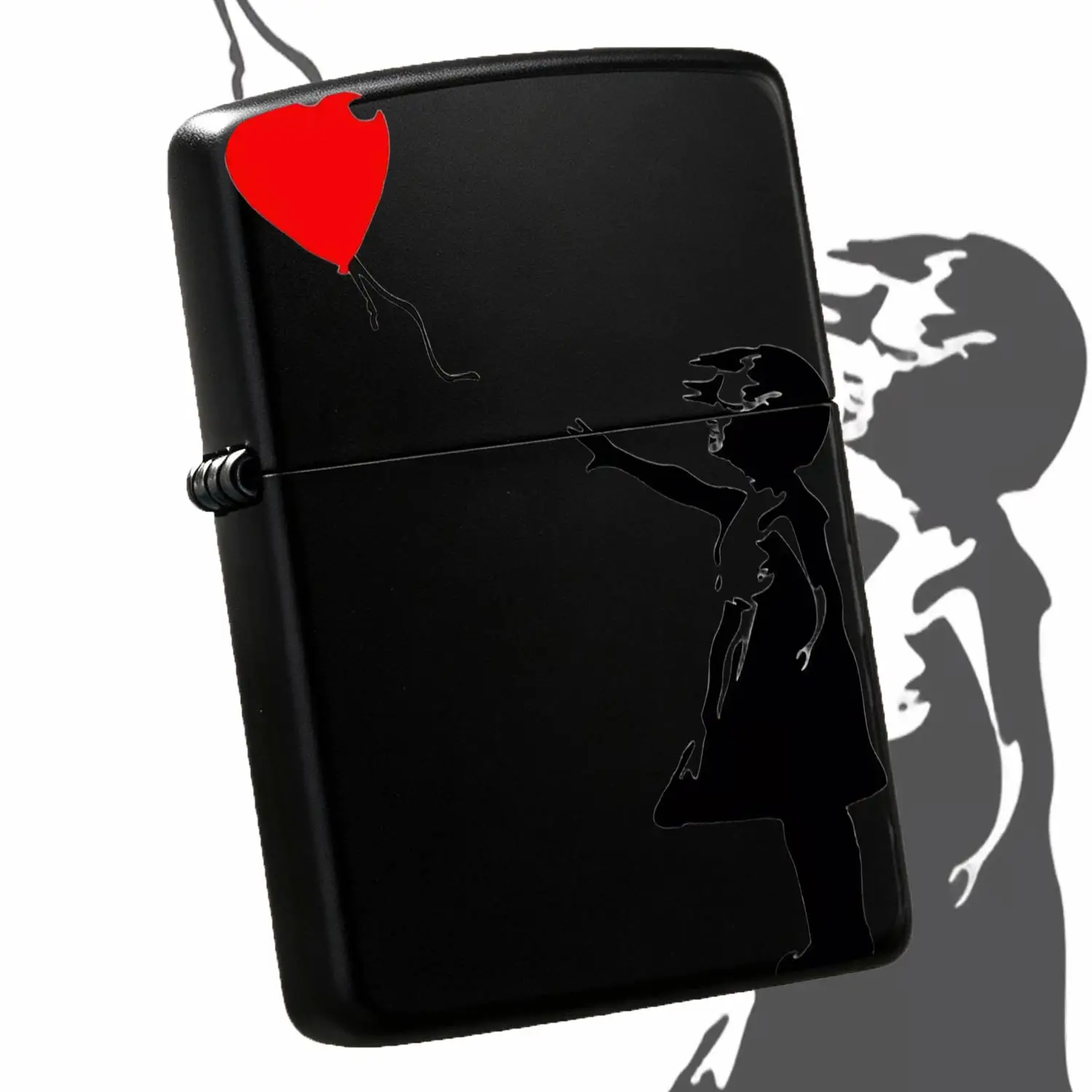 Creative Heart Shaped Balloon Girl Pattern Lighter, Artistic Silhouette Design Portable Ignition Tool, Stylish Unique Decorative Accessory For Daily Carry, Gifting, Multiple Occasions Use, Exquisite Trendy Practical Lig A Humorous And Inter