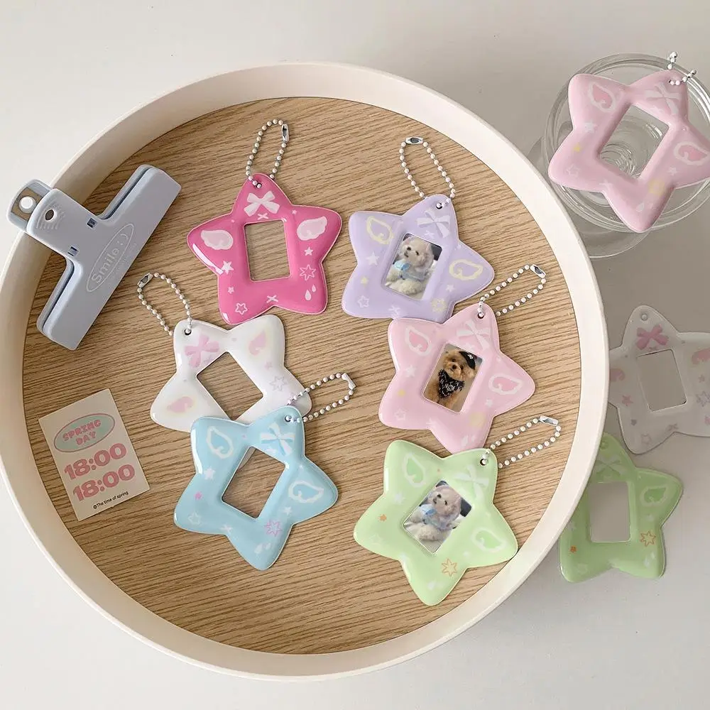 

INS Korean Style Heart Wings Card Holder Angel Stars Idol Photocard Holder PVC ID Photo Card Protective Sleeve Display Pendant