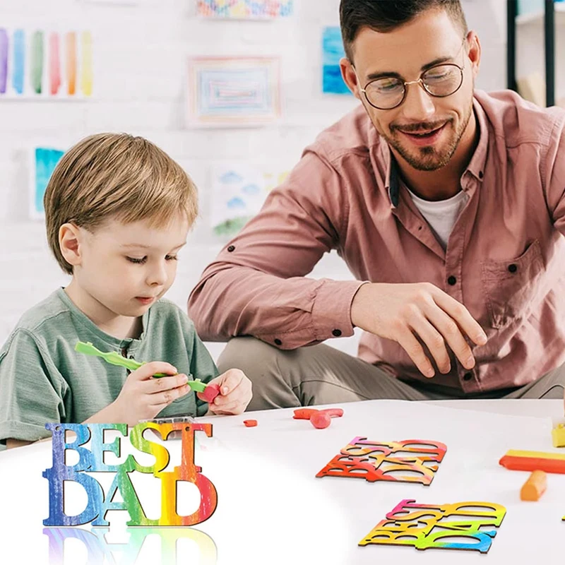 Artesanías de madera sin terminar para el mejor papá, 40 piezas, decoraciones para fiestas de cumpleaños, etiquetas de regalo con cuerda para regalos del Día del Padre