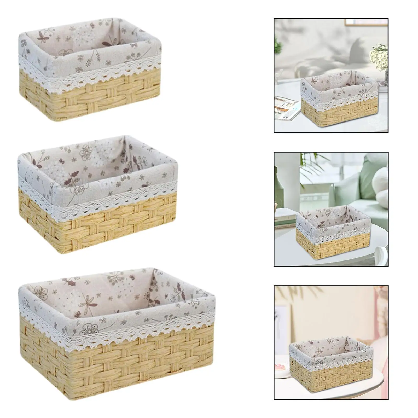 

Woven Basket Decorative Storage Basket for Breakfast Drinks and Food Fruits