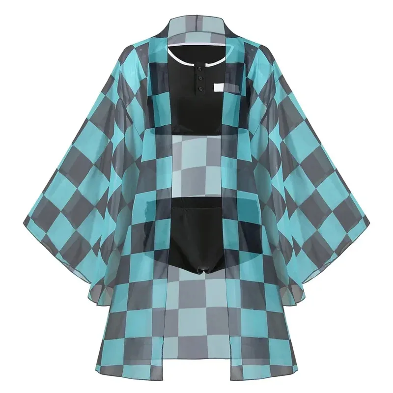 Bilibili Demon Slayer Swimsuit Kochou Shinobu Kamado Tanjirou Nezuko Cosplay Costume Kimono Sexy Bikini Beach Swimwear