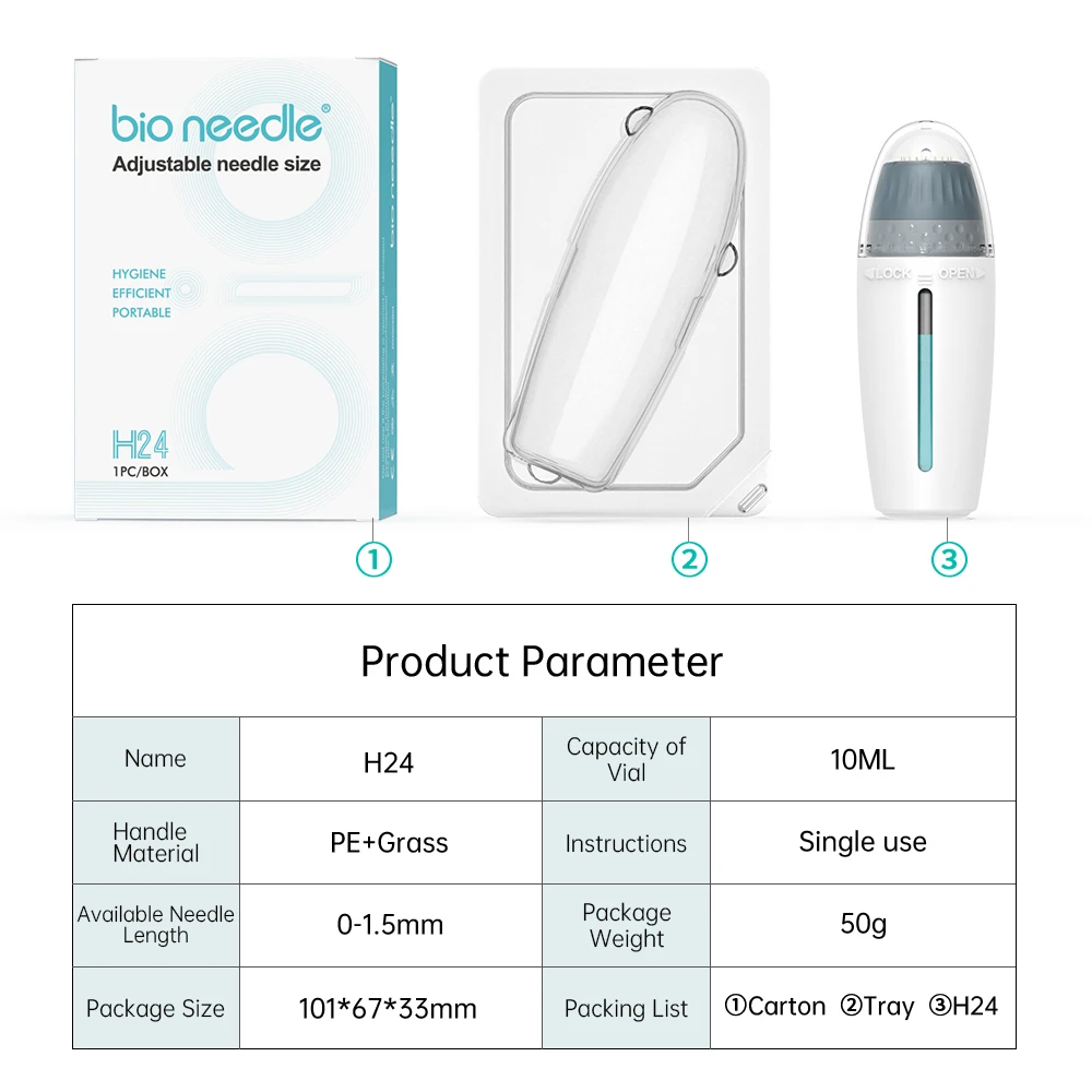 Derma Stamp Titanium Microneedle Bio Needle H24 Hydra Needle Efficient Adjustable Needle 0.25 mm needle length