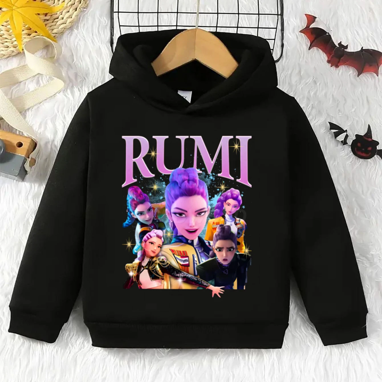 

Толстовка Rumi Kpop Demon Hunter для мальчиков и девочек, повседневная модная детская пуловер с длинными рукавами с героями мультфильмов, детская спортивная одежда, пальто