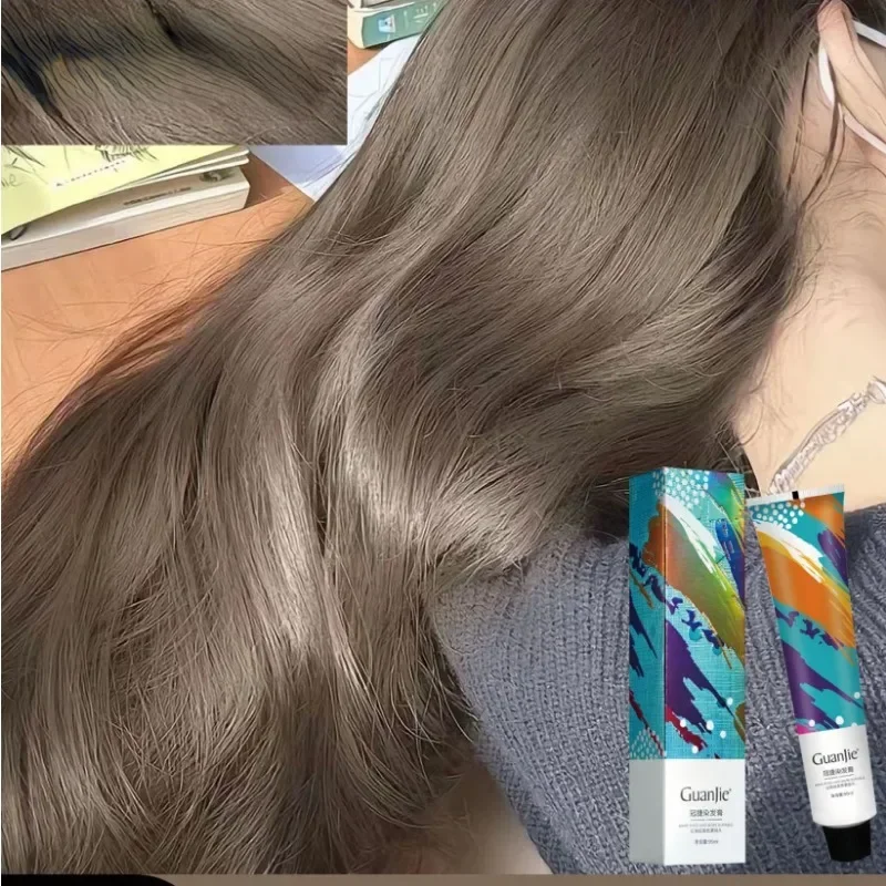 Tinte para el cabello de plantas, crema de tinte no blanqueadora de color marrón ceniza y avellanas, tinte instantáneo para el cabello permanente