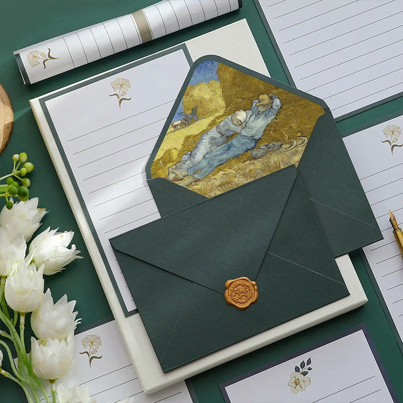 6pcs/set Exquisite Vintage Envelopes Classic Van Gogh Oil Painting and Plant Artistic Envelopes for Letters Wedding Invitation