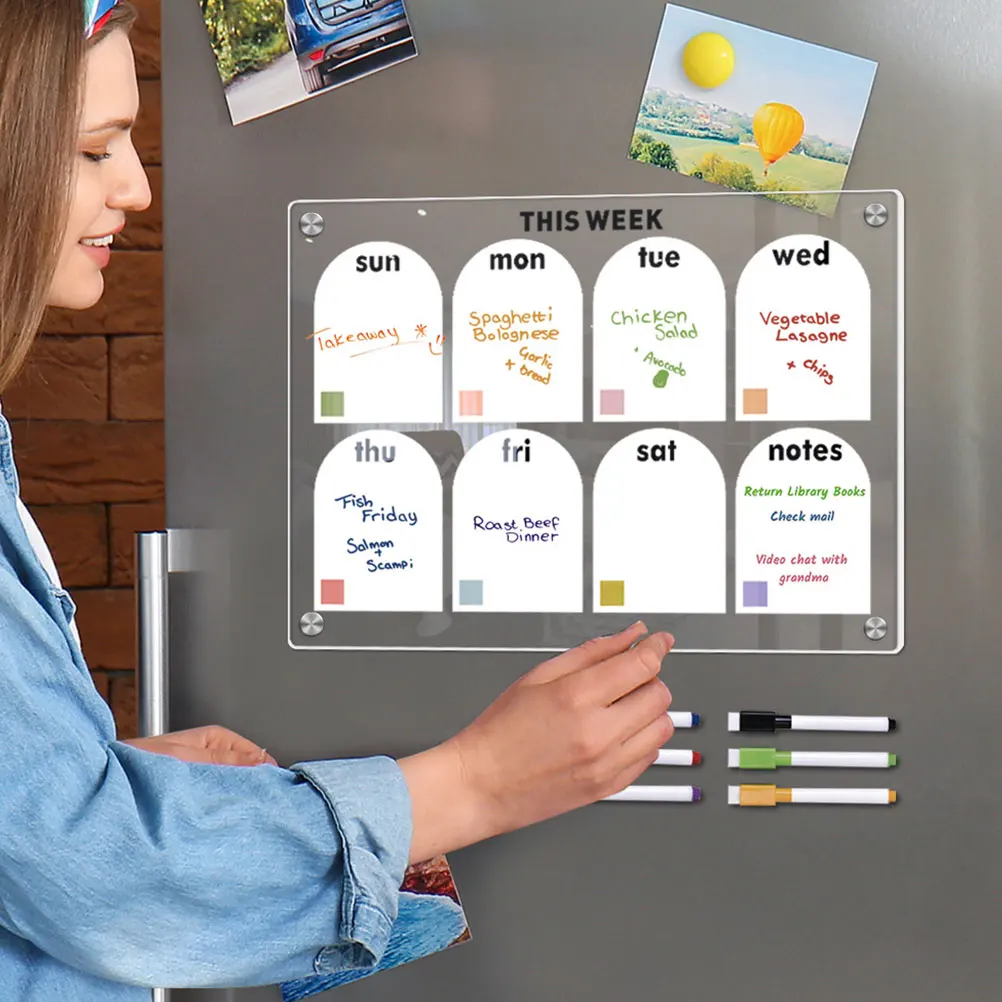 

Magnetic Planning Board Acrylic Dry Erase Fridge Board TYU397 Small Clear Planner for Home Office Refrigerator