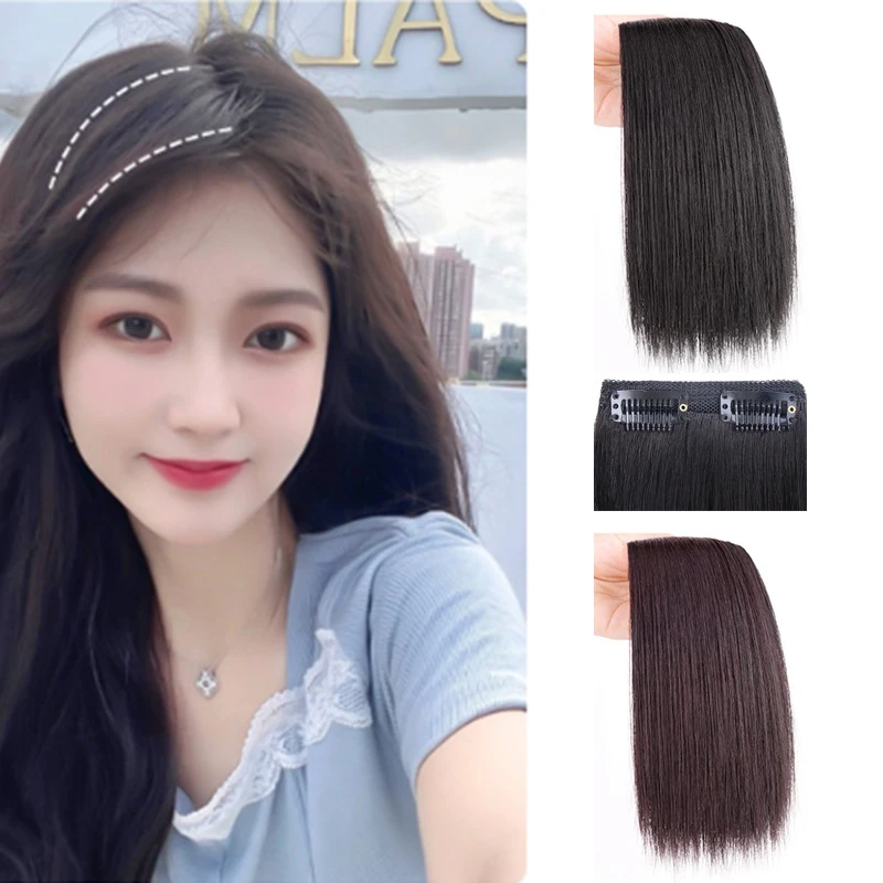 H&STAR 12Inch Synthetic Hair Pad Invisible Seamless Hair Extension Clip Natural Hair Extension Top Side Cover Wig Piece  Fashion