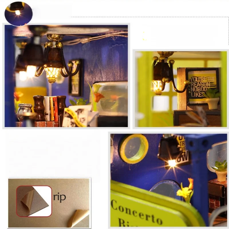 OUZEY Creative Container House DIY، مجموعة بناء خشبية ثلاثية الأبعاد، لعبة العمارة الحديثة للمراهقين