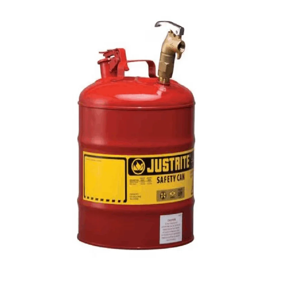

Safety Can, Galvanized Steel, 5 gal, Red, 11 3/4 in Dia., Flammables