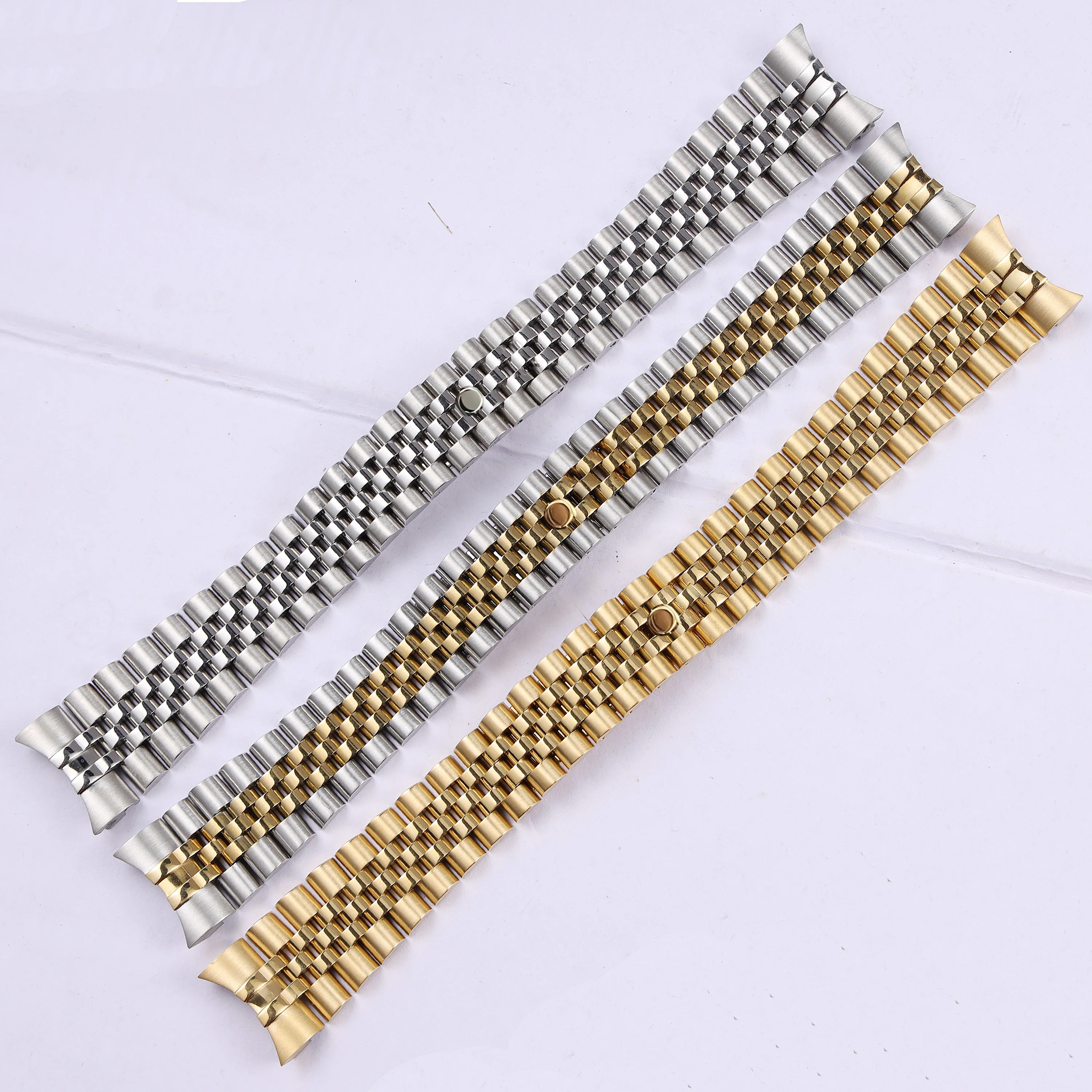 

Stainless Steel Watch Strap 13mm 17mm 20mm 21mm for Rolex Wrist Band for Jubilee Curved End Steel Strap Folding Buckle Bracelet